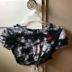 TIE DYE ROSE EMBROIDERED SHIRT